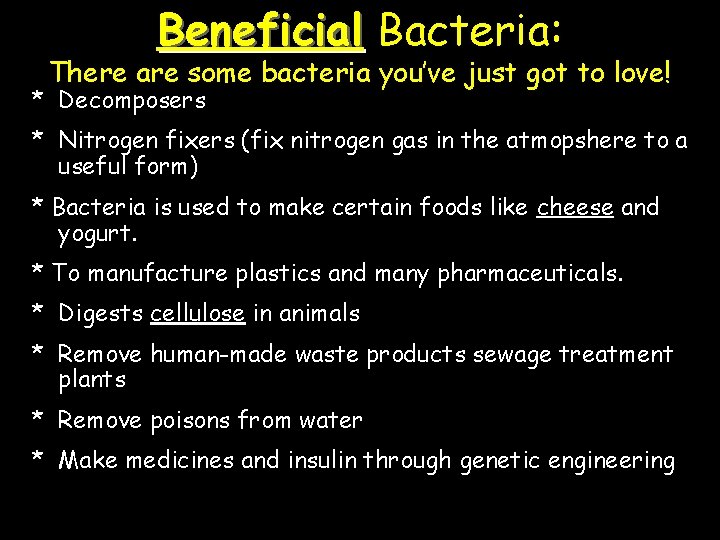 Beneficial Bacteria: There are some bacteria you’ve just got to love! * Decomposers *