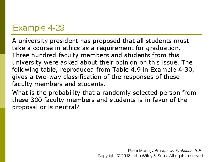 Example 4 -29 A university president has proposed that all students must take a
