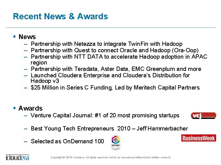 Recent News & Awards § News – Partnership with Netezza to integrate Twin. Fin