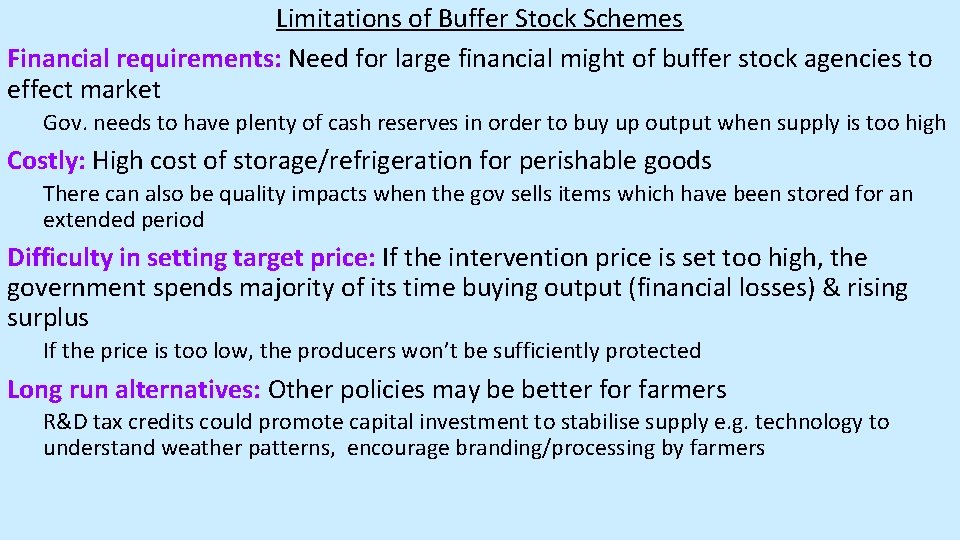 Buffer Stock Schemes Lower 6 th Micro Government