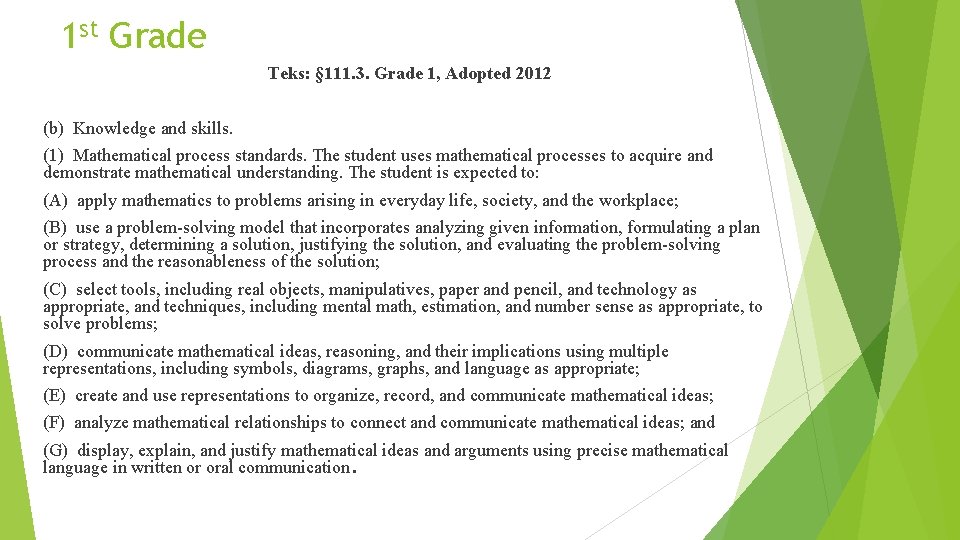 1 st Grade Teks: § 111. 3. Grade 1, Adopted 2012 (b) Knowledge and 1 st Grade Teks: § 111. 3. Grade 1, Adopted 2012 (b) Knowledge and