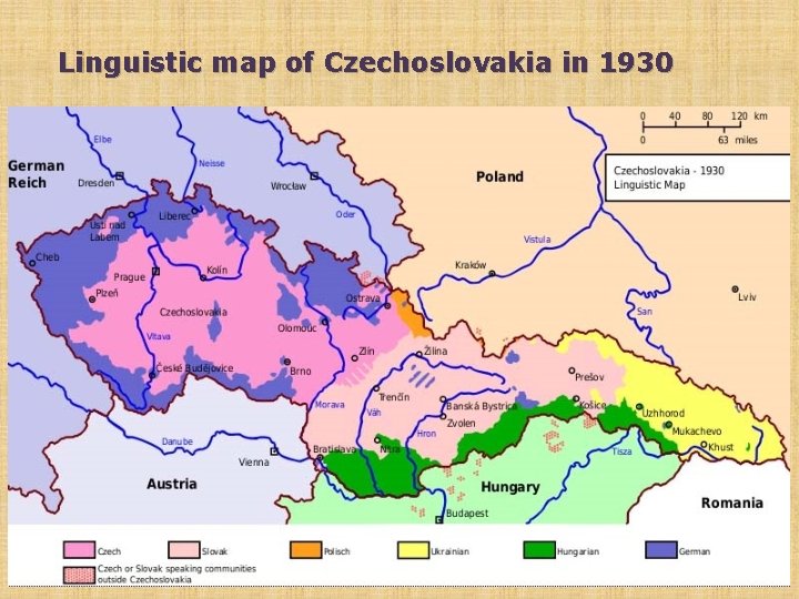 Linguistic map of Czechoslovakia in 1930 