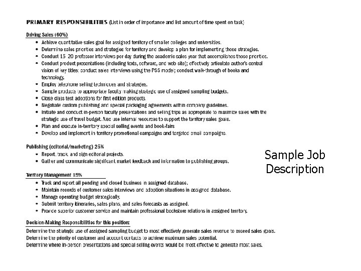Sample Job Description 