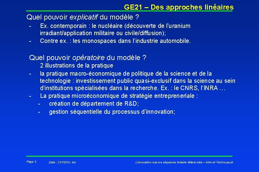 GE 21 – Des approches linéaires Quel pouvoir explicatif du modèle ? - Ex.