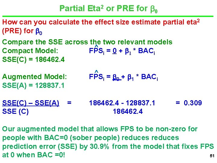 Partial Eta 2 or PRE for 0 How can you calculate the effect size