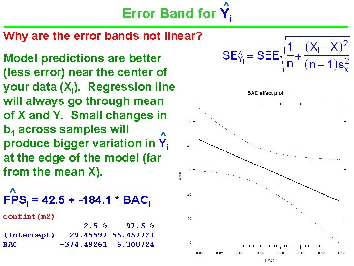 ^ Error Band for Yi Why are the error bands not linear? Model predictions