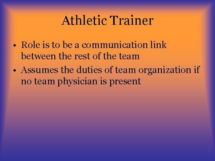Introduction to Sports Medicine Bellwork Write down what