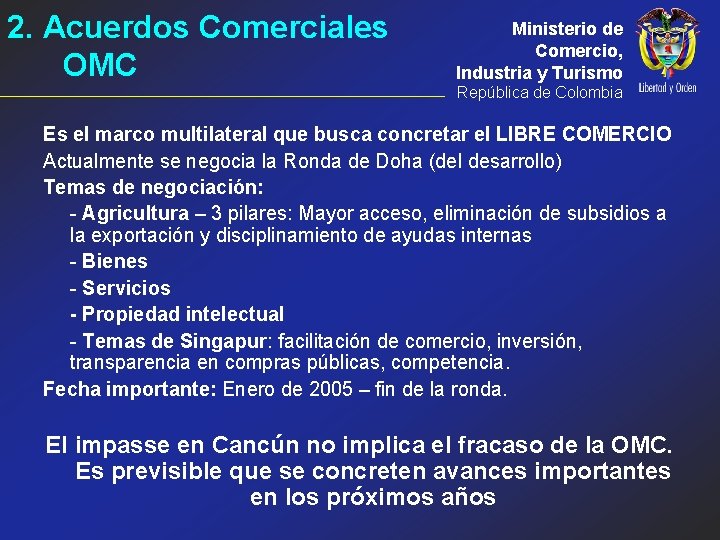 2. Acuerdos Comerciales OMC Ministerio de Comercio, Industria y Turismo República de Colombia Es