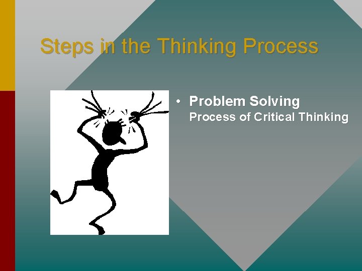 Steps in the Thinking Process • Problem Solving Process of Critical Thinking 