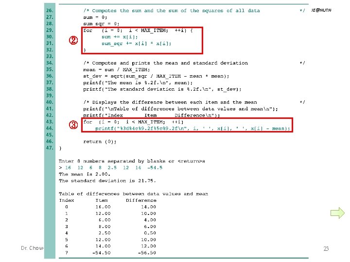 CSIE@NUTN ② ③ Dr. Chow-Sing Lin Arrays - CH 8 23 