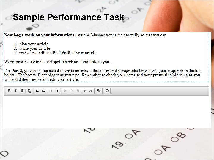 Sample Performance Task 