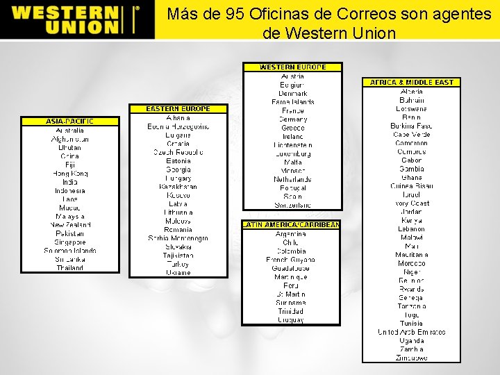 Más de 95 Oficinas de Correos son agentes de Western Union 