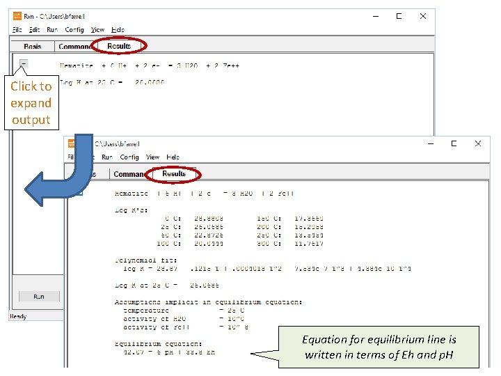 Click to expand output Equation for equilibrium line is written in terms of Eh