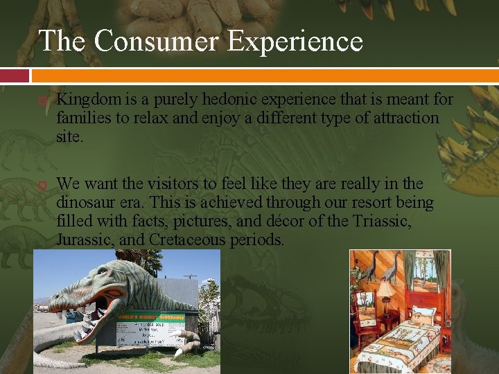 The Consumer Experience Kingdom is a purely hedonic experience that is meant for families