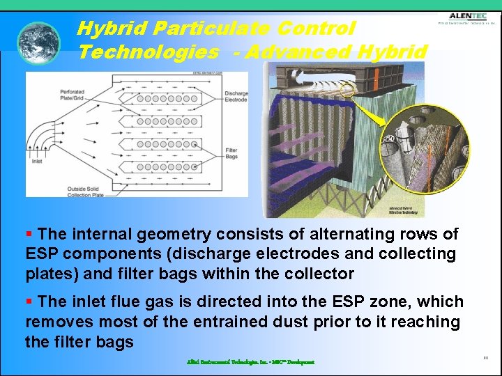 Hybrid Particulate Control Technologies - Advanced Hybrid § The internal geometry consists of alternating