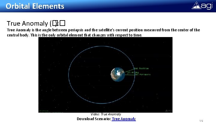 Orbital Elements True Anomaly (�� ): True Anomaly is the angle between periapsis and Orbital Elements True Anomaly (�� ): True Anomaly is the angle between periapsis and