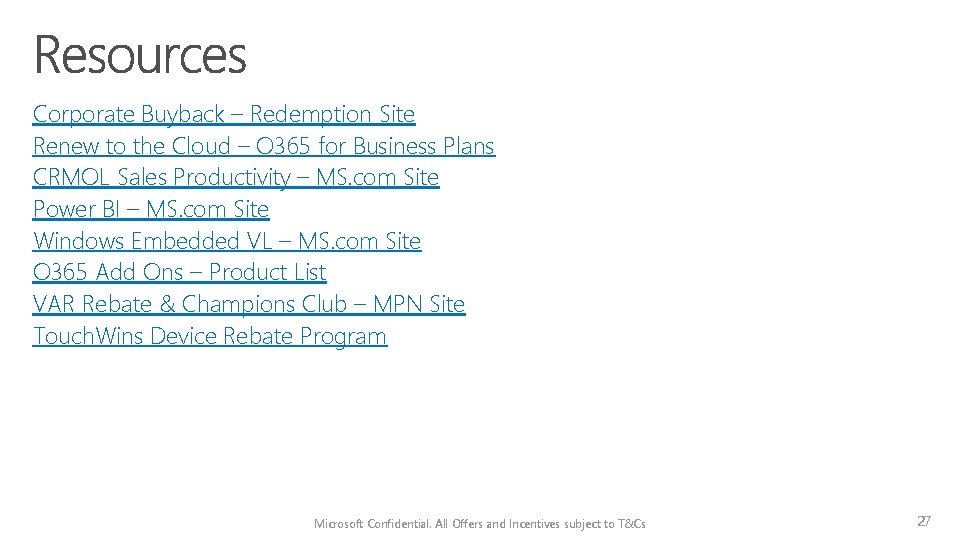 Corporate Buyback – Redemption Site Renew to the Cloud – O 365 for Business
