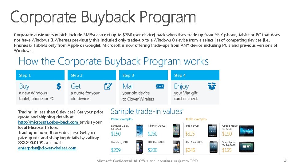 Corporate customers (which include SMBs) can get up to $350 (per device) back when