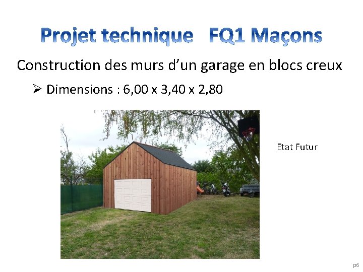 Construction des murs d’un garage en blocs creux Ø Dimensions : 6, 00 x Construction des murs d’un garage en blocs creux Ø Dimensions : 6, 00 x