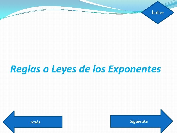 Índice Reglas o Leyes de los Exponentes Atrás Siguiente 