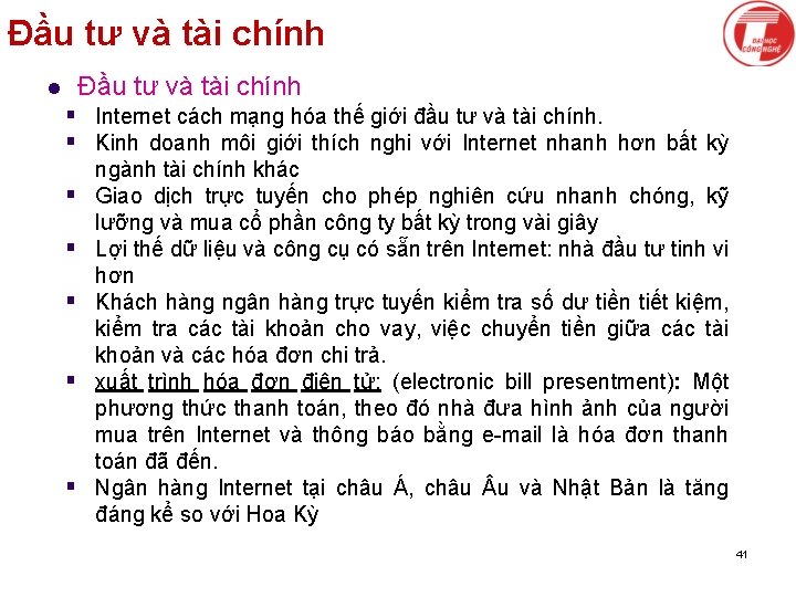 Đầu tư và tài chính l § Internet cách mạng hóa thế giới đầu