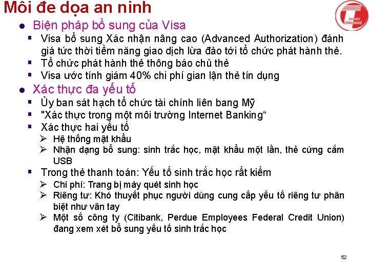 Mối đe dọa an ninh l Biện pháp bổ sung của Visa § Visa