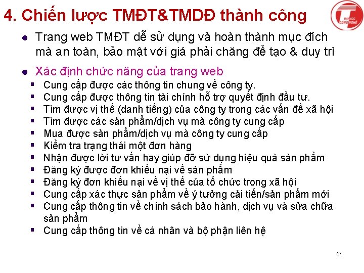 4. Chiến lược TMĐT&TMDĐ thành công l Trang web TMĐT dễ sử dụng và