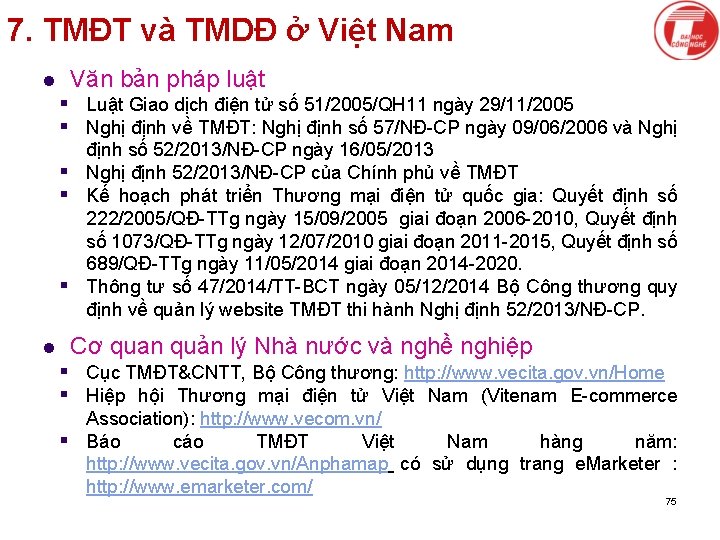 7. TMĐT và TMDĐ ở Việt Nam l Văn bản pháp luật § Luật