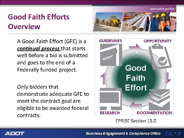 Good Faith Efforts Overview A Good Faith Effort (GFE) is a continual process that