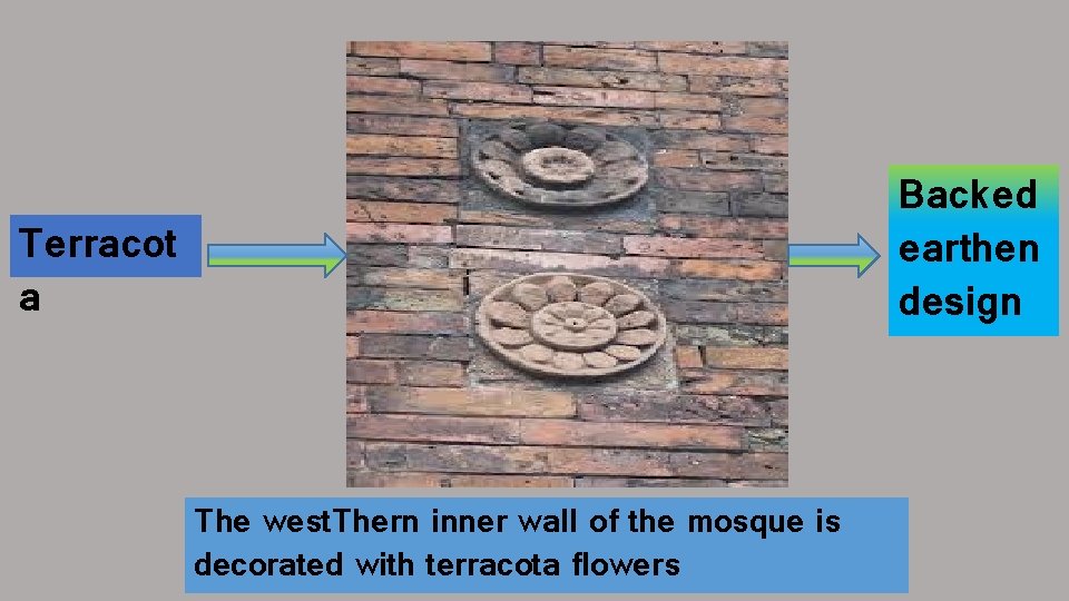 Backed earthen design Terracot a The west. Thern inner wall of the mosque is