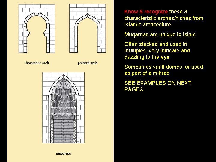 Know & recognize these 3 characteristic arches/niches from Islamic architecture Muqarnas are unique to