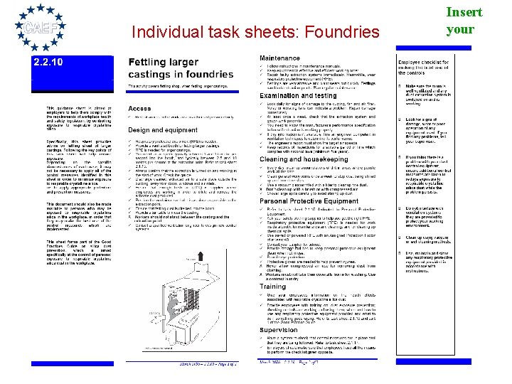 Individual task sheets: Foundries Insert your logo 