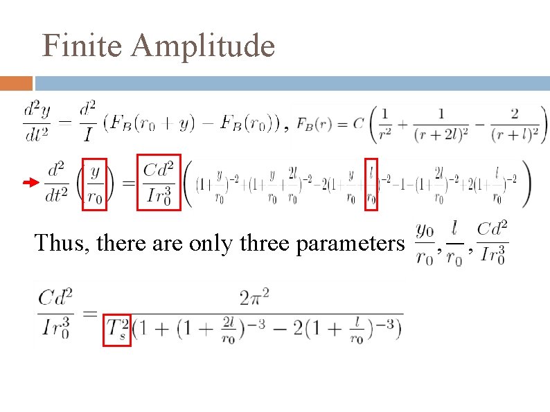 Finite Amplitude , Thus, there are only three parameters , , . 