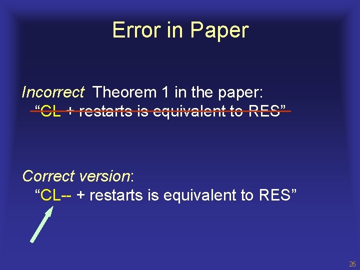 Error in Paper Incorrect Theorem 1 in the paper: “CL + restarts is equivalent