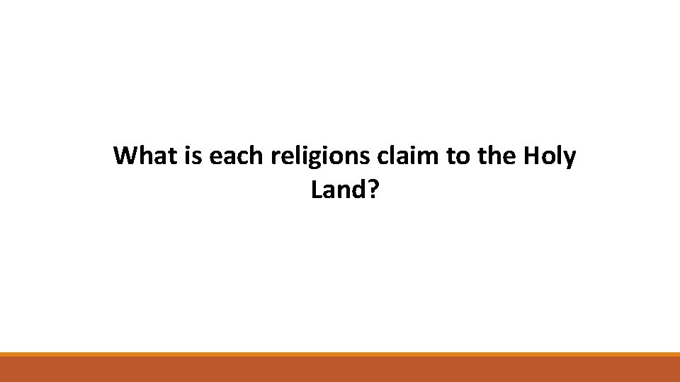 What is each religions claim to the Holy Land? 
