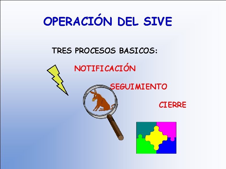 OPERACIÓN DEL SIVE TRES PROCESOS BASICOS: NOTIFICACIÓN SEGUIMIENTO CIERRE 