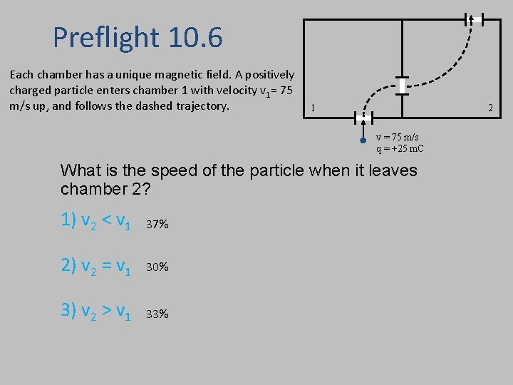 Preflight 10. 6 Each chamber has a unique magnetic field. A positively charged particle