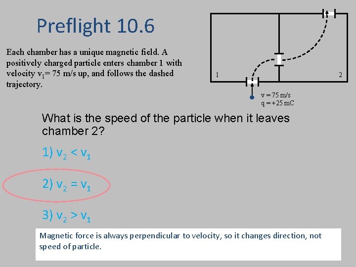 Preflight 10. 6 Each chamber has a unique magnetic field. A positively charged particle