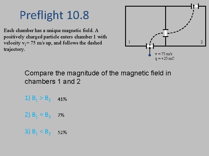 Preflight 10. 8 Each chamber has a unique magnetic field. A positively charged particle