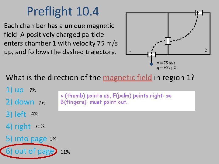 Preflight 10. 4 Each chamber has a unique magnetic field. A positively charged particle