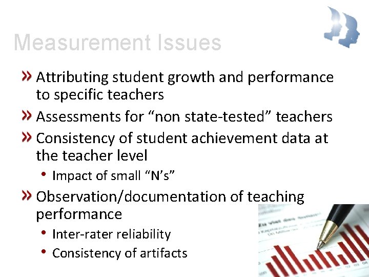 Measurement Issues Attributing student growth and performance to specific teachers Assessments for “non state-tested”