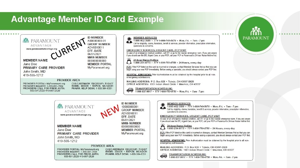 Advantage Member ID Card Example T N E R R U C W E