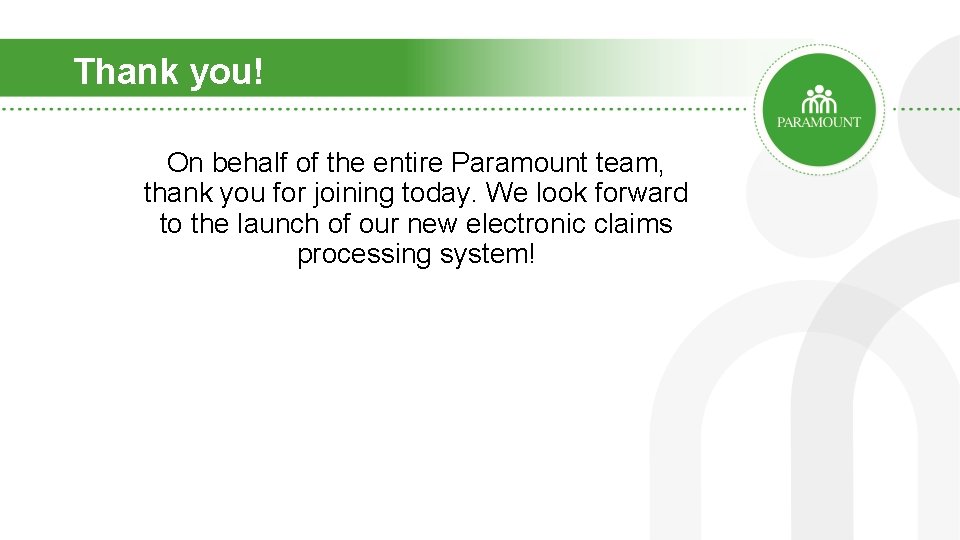 Thank you! On behalf of the entire Paramount team, thank you for joining today.
