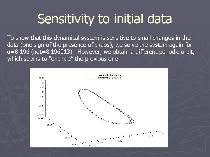 Sensitivity to initial data To show that this dynamical system is sensitive to small