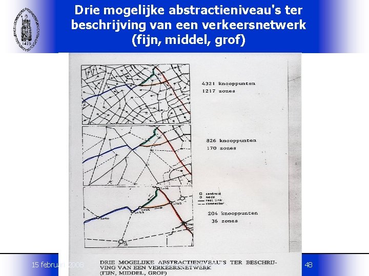 Drie mogelijke abstractieniveau's ter beschrijving van een verkeersnetwerk (fijn, middel, grof) 15 februari 2008