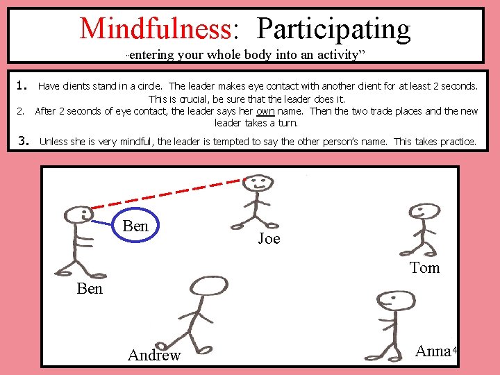 Mindfulness: Participating “ 1. 2. 3. entering your whole body into an activity” Have