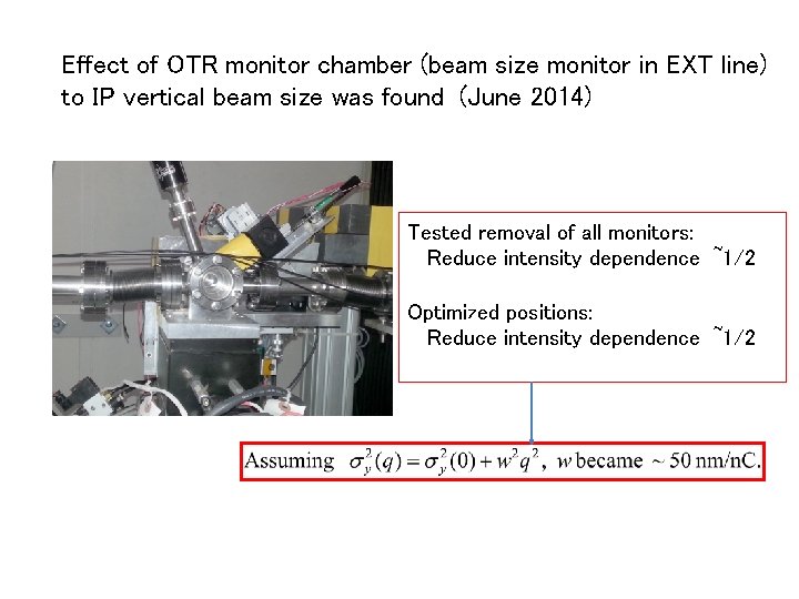 Effect of OTR monitor chamber (beam size monitor in EXT line) to IP vertical