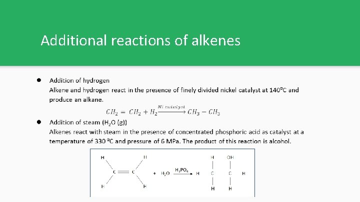 Additional reactions of alkenes 