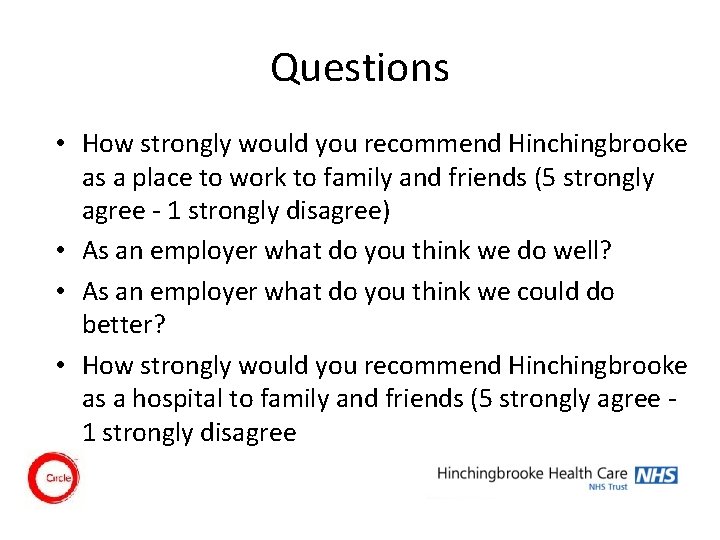 Staff Survey Temperature Check Background National staff survey