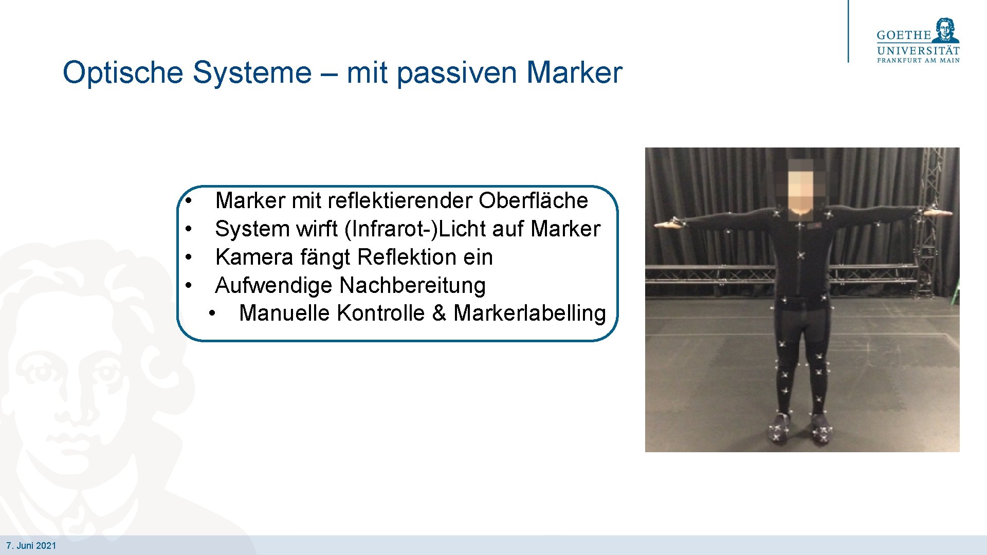 Optische Systeme – mit passiven Marker • • 7. Juni 2021 Marker mit reflektierender